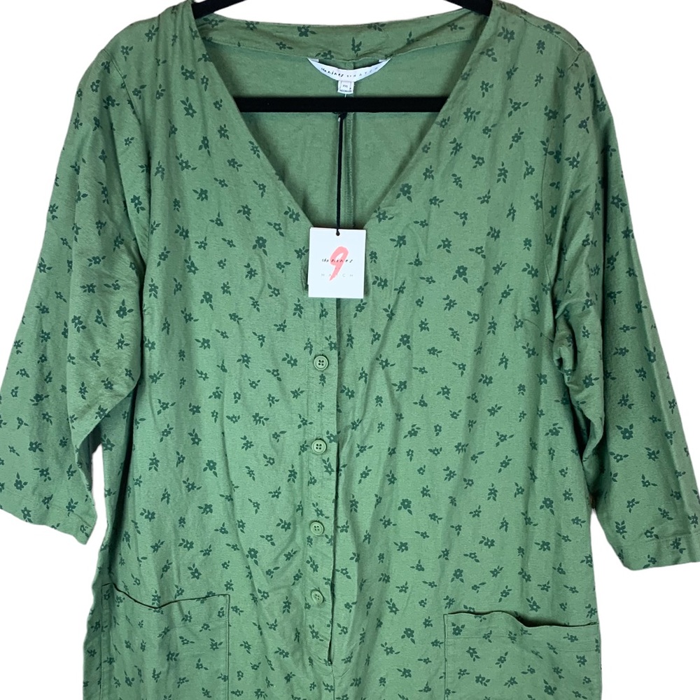 The Nines by Hatch Button Romper Jumpsuit Green Floral Maternity Size XXL - Picture 8 of 15